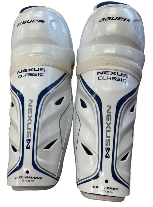 Vist Large View of Product Image Which is Used Bauer NEXUS CLASSIC SHINS Senior Shin Guards White 14"