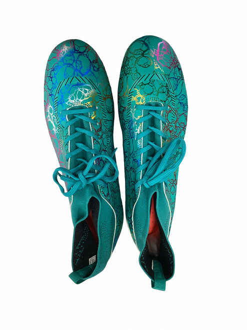 Vist Large View of Product Image Which is Used Adult FB Cleats Teal Senior 9.5
