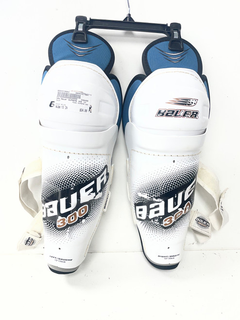 Vist Large View of Product Image Which is Used Bauer SUPREME 300 Intermediate Shin Guards White 13"