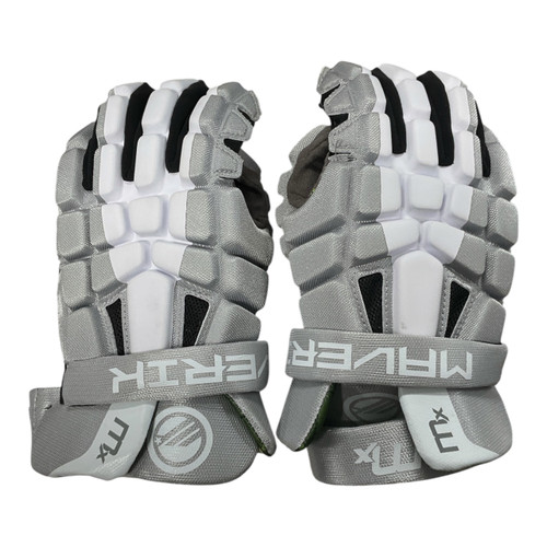 Vist Large View of Product Image Which is Used Maverik MX Lacrosse Gloves Mens Grey 13"