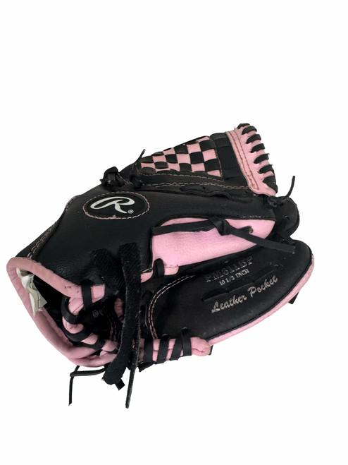Vist Large View of Product Image Which is Used Rawlings GIRLS RULE BB/SB Glove RH Throw Black 10 1/2"