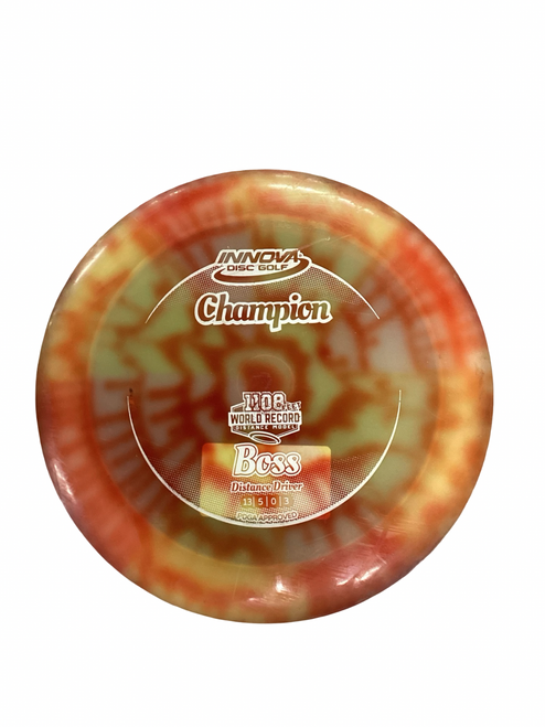 Vist Large View of Product Image Which is Used Innova I-DYE CHAMPION BOSS Disc Golf Driver Orange