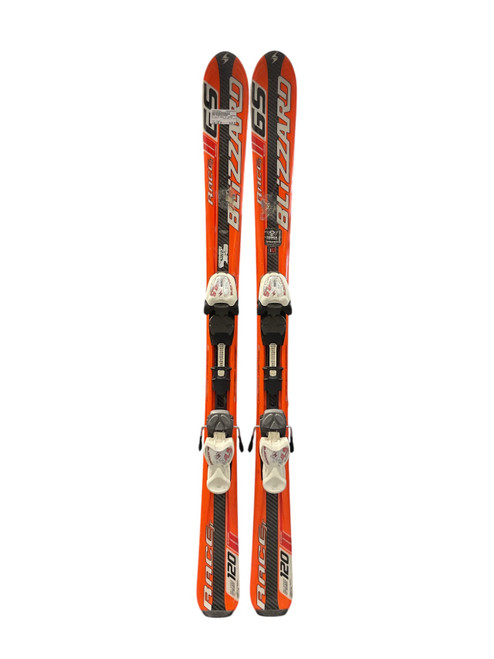 Vist Large View of Product Image Which is Used Blizzard RACE JR 120CM Boys DH Ski/Binding Orange 120 cm