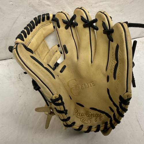 Vist Large View of Product Image Which is Used Rawlings GG Elite GGE1125ICB Baseball Glove RH Throw Black And Tan 11 1/4"