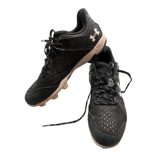Vist Large View of Product Image Which is Used Under Armour LEADOFF - 10.5 BB/SB Cleats Black And White Senior 10.5