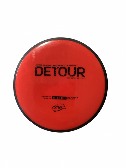 Vist Large View of Product Image Which is Used MVP DETOUR Disc Golf Mid Range Red
