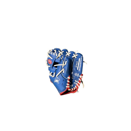 Vist Large View of Product Image Which is Used Rawlings 10 IN BLUE JAYS USED BB GLOVE BB/SB Glove RH Throw Royal Blue 10"