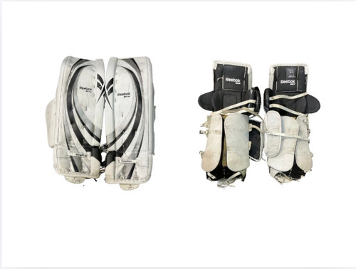 Vist Large View of Product Image Which is Used Reebok SR 9K Goalie Leg Pads Senior White 35"