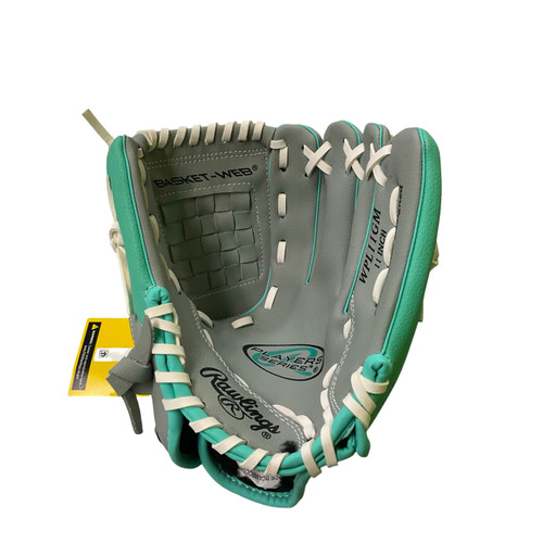 Vist Large View of Product Image Which is Used Rawlings WPL11GM RH Throw Fastpitch Gloves Grey 11"