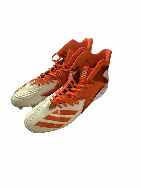 Vist Large View of Product Image Which is Used Adidas Adult FB Cleats White And Orange Senior 12