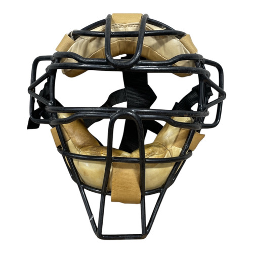 Vist Large View of Product Image Which is Used Diamond Baseball Umpire Mask Black Tan, front view