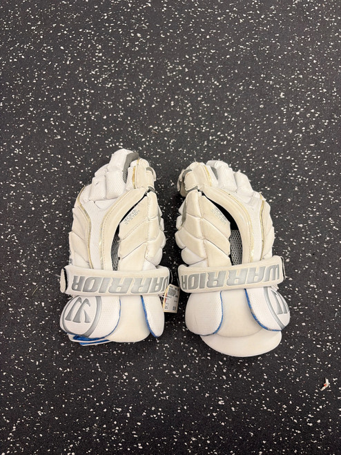 Vist Large View of Product Image Which is Used Warrior EVO Lacrosse Gloves Mens White LG