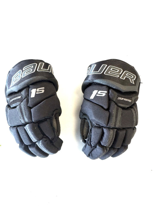 Vist Large View of Product Image Which is Used Bauer 1S Youth Gloves Black 9"