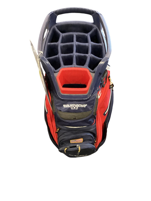 Vist Large View of Product Image Which is Used Sun Mountain C-130 Mens Cart Bag Navy Blue And Red