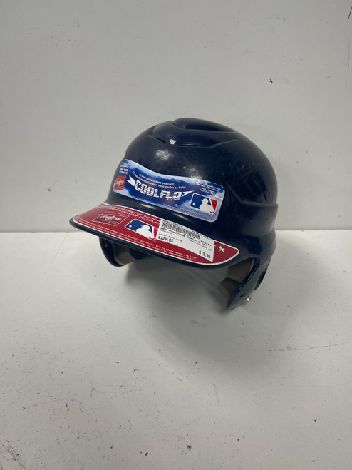 Vist Large View of Product Image Which is Used Rawlings COOLFLO OS Batting Helmet No Mask Navy Blue One Size