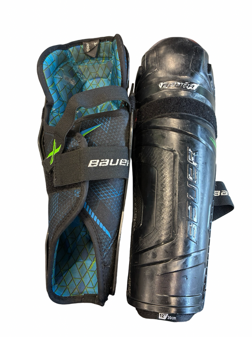 Vist Large View of Product Image Which is Used Bauer X SHINGAURDS Junior Shin Guards Black 12"