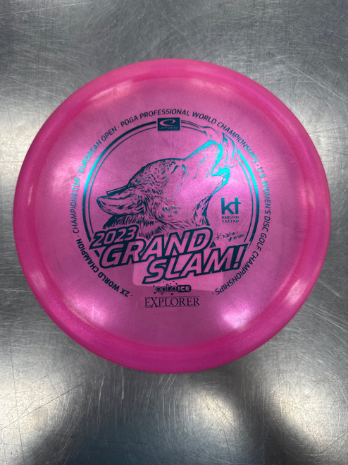 Vist Large View of Product Image Which is Used Latitude 64 OPTO ICE EXPLORER Disc Golf Driver Pink Tattar 