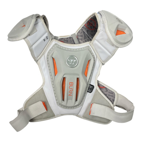 Vist Large View of Product Image Which is Used Warrior BURN LAX SP Lacrosse Shoulder Pads White LG