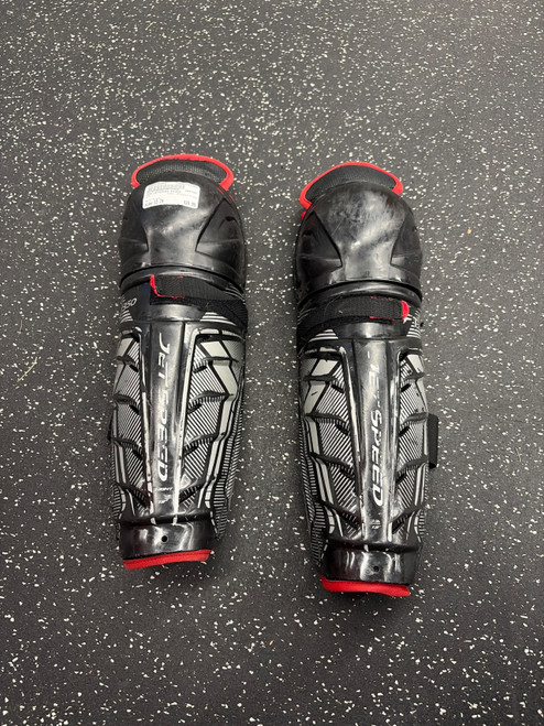 Vist Large View of Product Image Which is Used CCM JETSPEED FT350 Senior Shin Guards Black 13"
