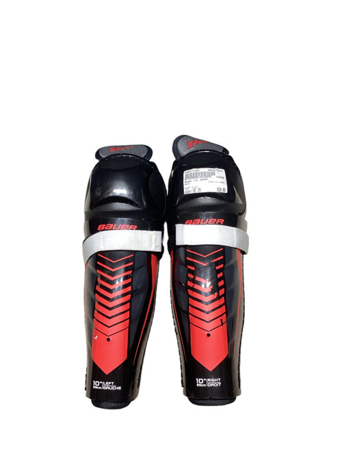 Vist Large View of Product Image Which is Used Bauer LIL SPORT Junior Shin Guards Black 10"
