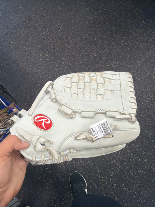Vist Large View of Product Image Which is Used Rawlings GGEFP125BW BB/SB Glove RH Throw White 12 1/2"
