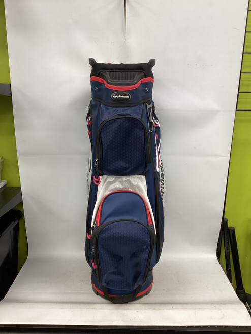 Vist Large View of Product Image Which is Used Taylormade 14 SLOT CART BAG USA Mens Cart Bag White/Red/Navy