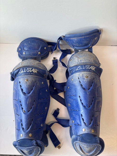 Vist Large View of Product Image Which is Used All-Star JUNIOR SHIN GUARDS Catchers Leg Guards Royal Blue Junior