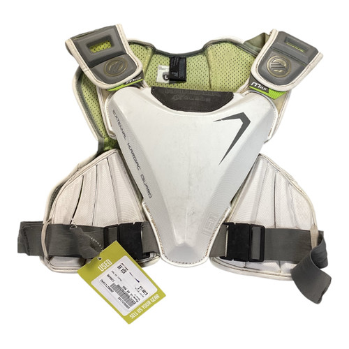 Vist Large View of Product Image Which is Used Maverik AX MAX Lacrosse Shoulder Pads White LG