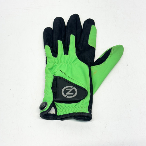 Vist Large View of Product Image Which is Used Zero Womens Golf Glove Black And Neon Green Fits all