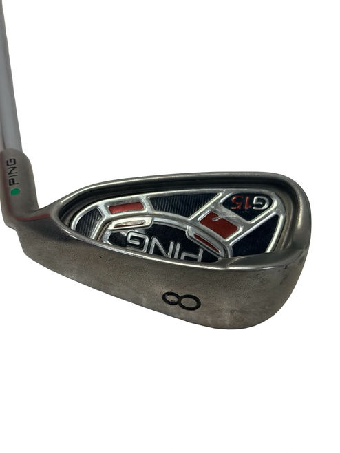 Vist Large View of Product Image Which is Used Ping G15 GREEN DOT Mens Individual Iron RH 8 Iron 36.75" w/ Ping AWT S-Flex Shaft