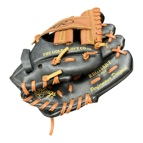 Vist Large View of Product Image Which is Used Rawlings RBG158BT RHT GLOVE BB/SB Glove RH Throw Black 9"