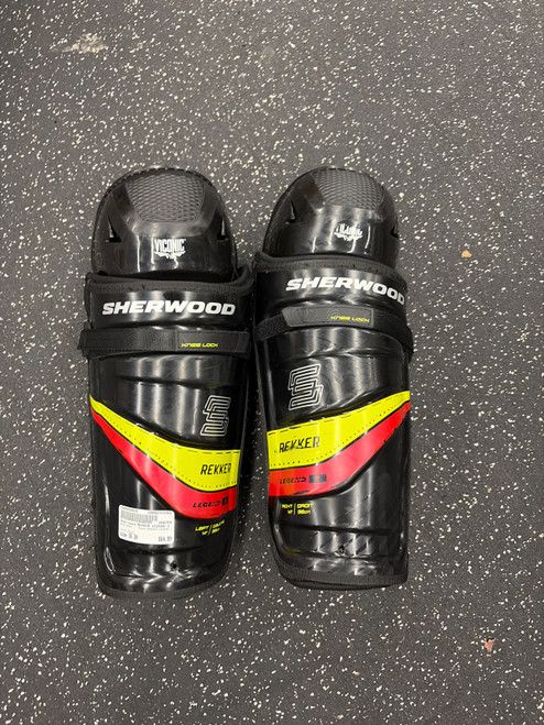 Vist Large View of Product Image Which is Used Sher-wood REKKER LEGEND 1 Senior Shin Guards Black 14"