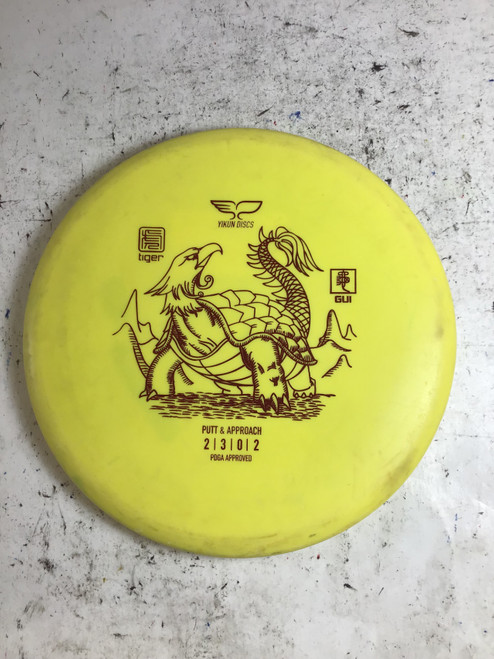Vist Large View of Product Image Which is Used YIKUN TIGER GUI Disc Golf Mid Range Yellow 170g