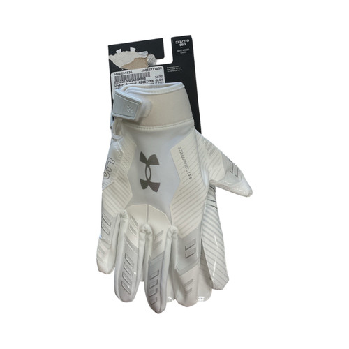 Vist Large View of Product Image Which is Used, Under Armour RECEIVER GLOVES, FB Gloves, White, 2XL