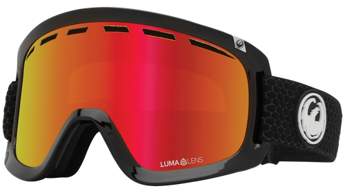 Vist Large View of Product Image Which is DRAGON D1 OTG SPLIT LUMALENS RED ION W/ BONUS LENS Ski Goggles