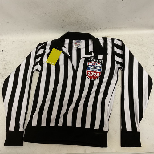 Vist Large View of Product Image Which is Used USA Hockey Referee Top White And Black Senior