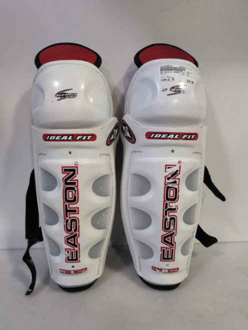 Vist Large View of Product Image Which is Used Easton IDEAL FIT Junior Shin Guards White 12"
