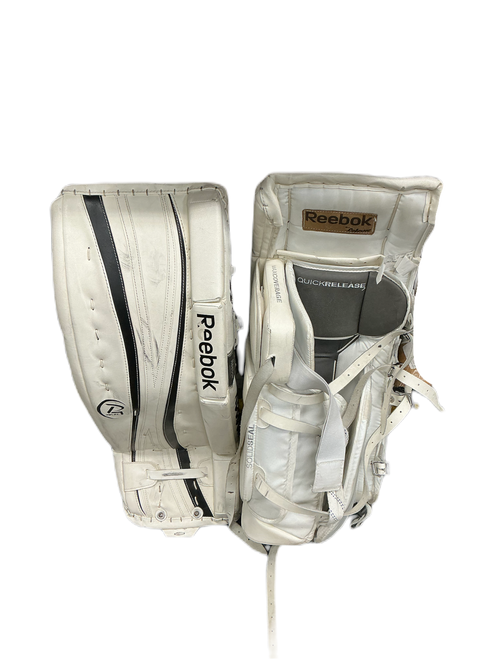 Vist Large View of Product Image Which is Used Reebok 18K Goalie Leg Pads Inter White 30"