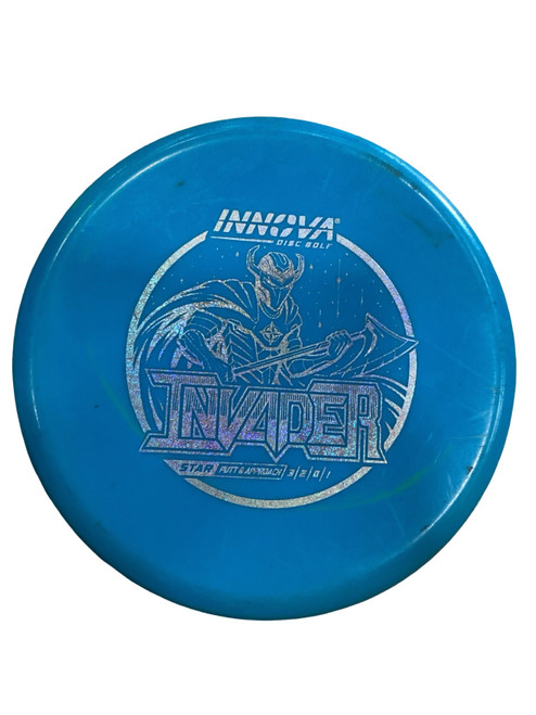 Vist Large View of Product Image Which is Used Innova INVADER Disc Golf Putter Royal Blue 168g