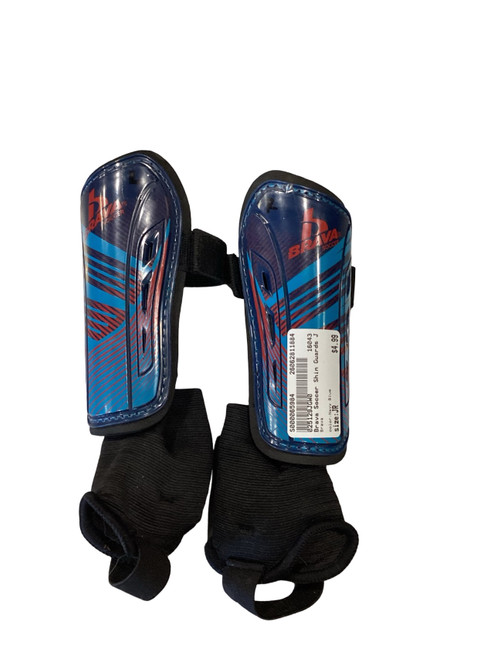 Vist Large View of Product Image Which is Used Brava Soccer Shin Guards Junior Navy Blue Junior