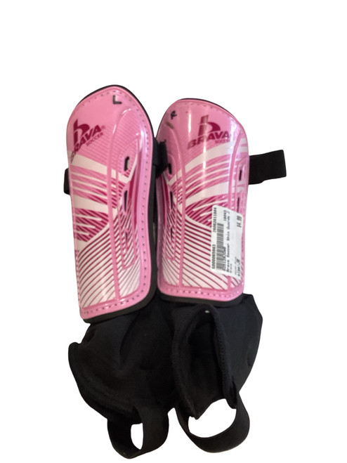 Vist Large View of Product Image Which is Used Brava Soccer Shin Guards Junior Pink Junior