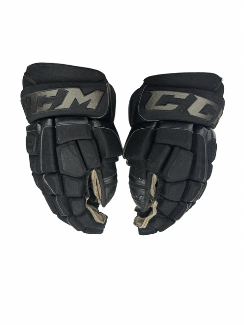 Vist Large View of Product Image Which is Used CCM U 12 Senior Gloves Black 14"