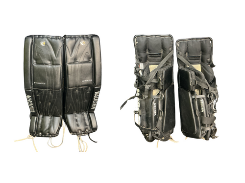 Vist Large View of Product Image Which is Used Vaughn VELOCITY Goalie Leg Pads Senior Black 34"