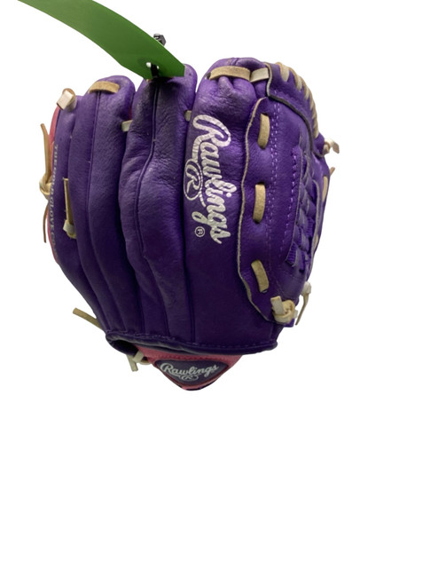 Vist Large View of Product Image Which is Used Rawlings HIGHLIGHT 10IN BB/SB Glove RH Throw Purple And Pink 10"