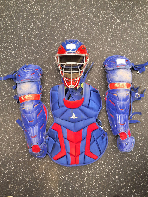 Vist Large View of Product Image Which is Used All-Star MVP 2500-1 Catchers Helmet w/Mask Navy Blue One Size