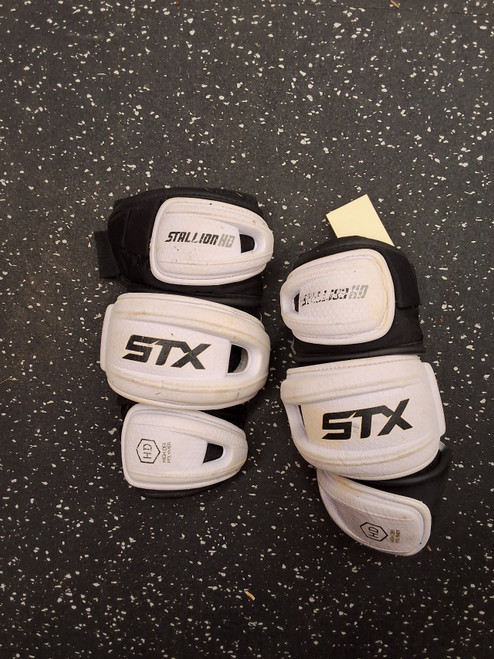 Vist Large View of Product Image Which is Used STX STALLION HD Lacrosse Arm Pads/Guards White SM