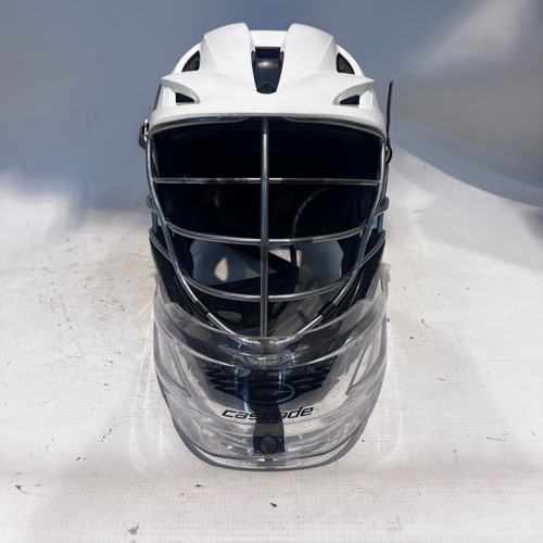 Vist Large View of Product Image Which is Used Cascade S GOALIE HELMET Lacrosse Helmet White One Size