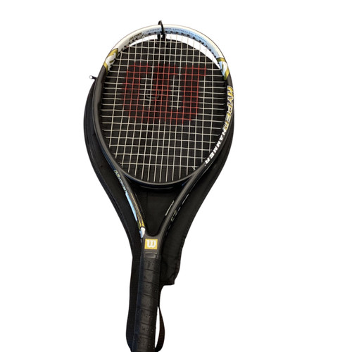 Vist Large View of Product Image Which is Used Wilson HYPER HAMMER Adult Racquetball Racquet Black 3 3/8"