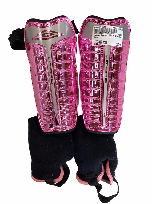 Vist Large View of Product Image Which is Umbro Soccer Shin Guards Junior Pink MD Tall