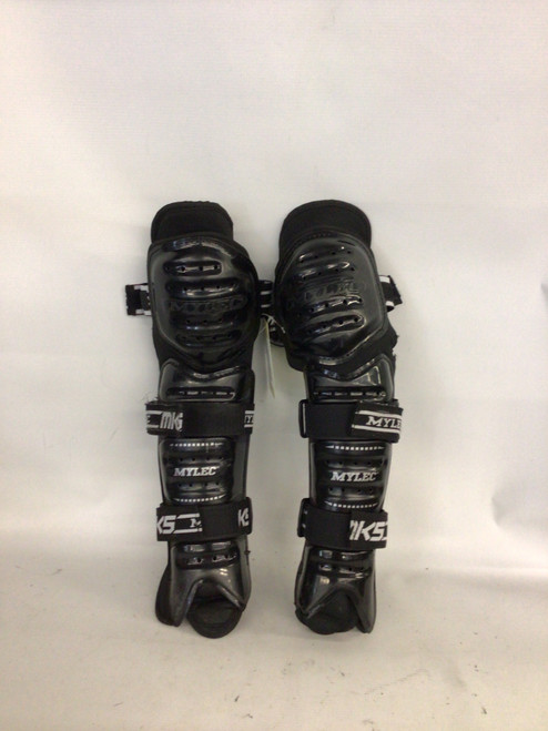 Vist Large View of Product Image Which is Used Mylec Senior Shin Guards Black 13"